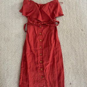Hallelu Red Linen Sundress